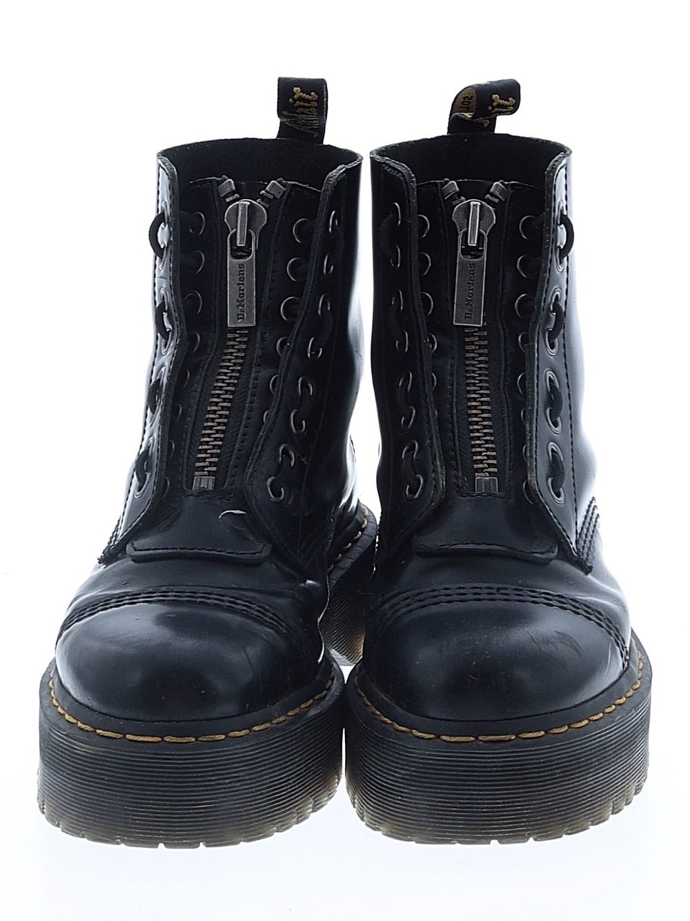 Dr. Martens Sinclair Black Leather Platform Lace-Up Zip Boots